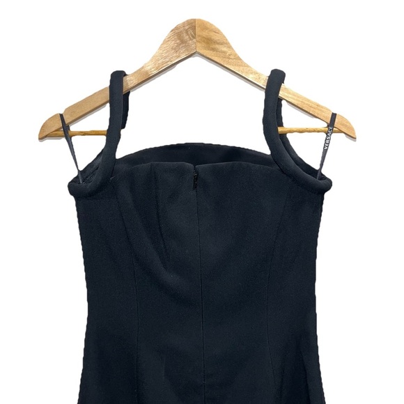 VERSACE Enver Black Sheath Midi Dress IT 40 US 4 ASO Hailey Bieber Stretch NWT - Picture 10 of 15